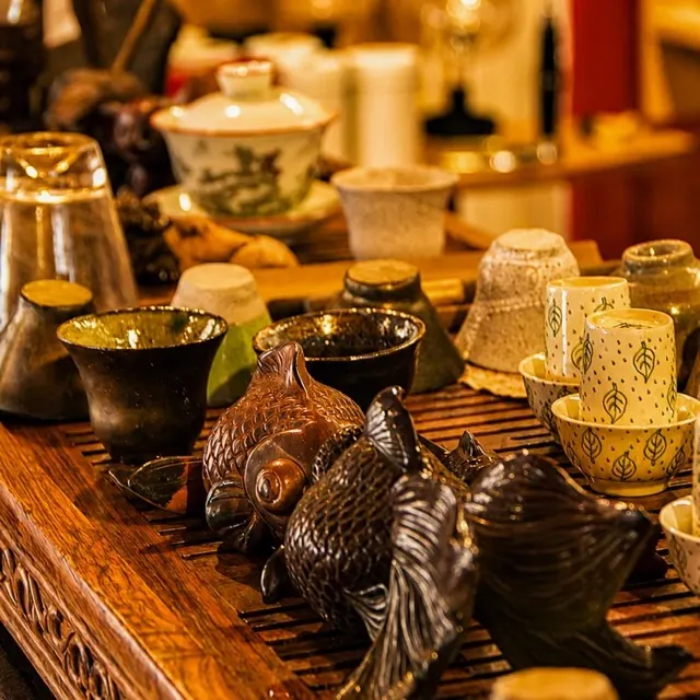Clay teaware on the tea table